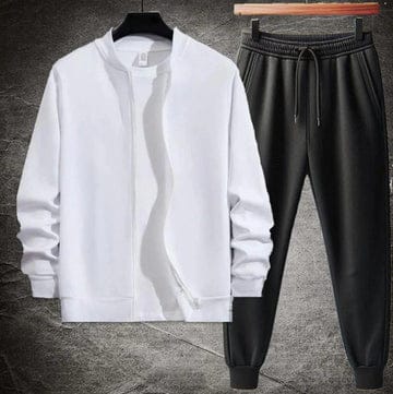 2 Pcs Men's Fleece Plain Zipper Track Suit